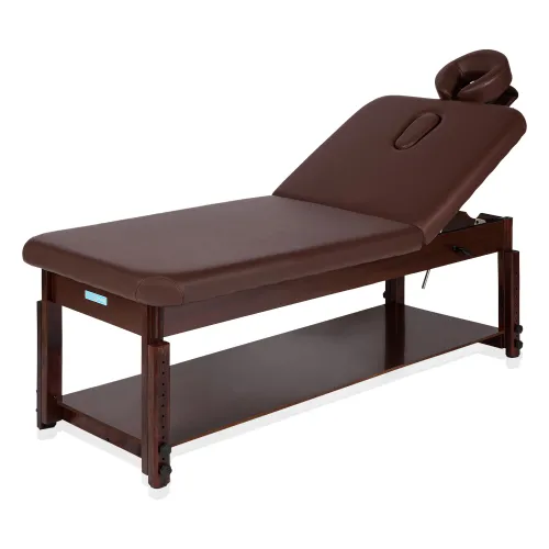 Массажный стационарный стол Mizomed Essence-Tilt SET3S30+H+S, Коричневый с полкой